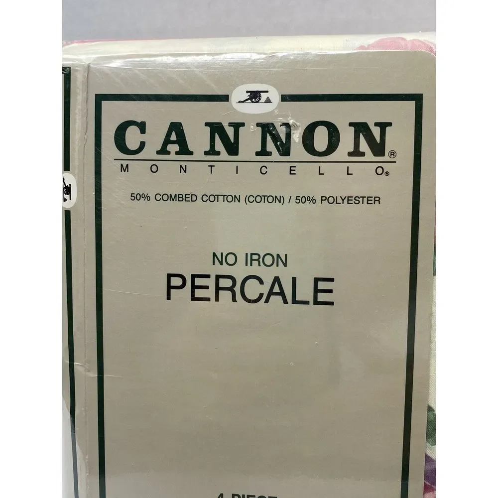 Cannon Monticello Full Flat Sheet VTG New Sealed Complete Set Nice Pattern‎